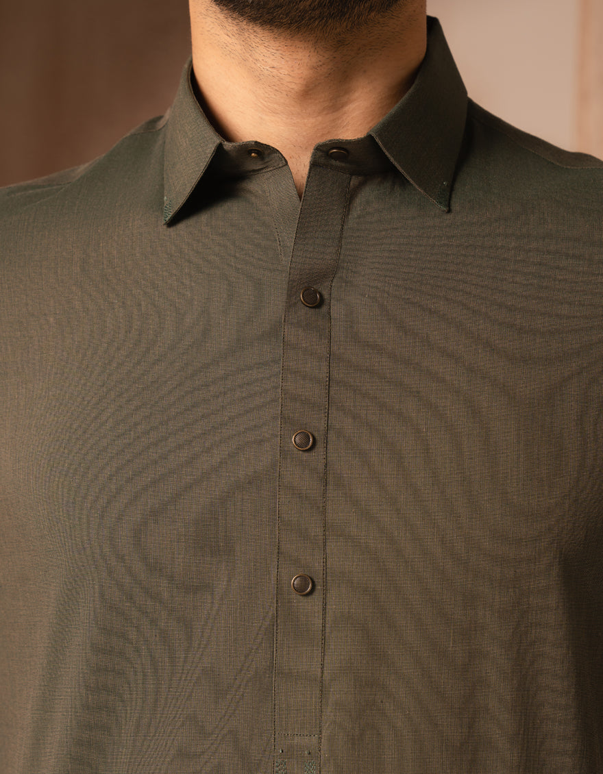 Cotton Green Shalwar Kameez - J. Junaid Jamshed