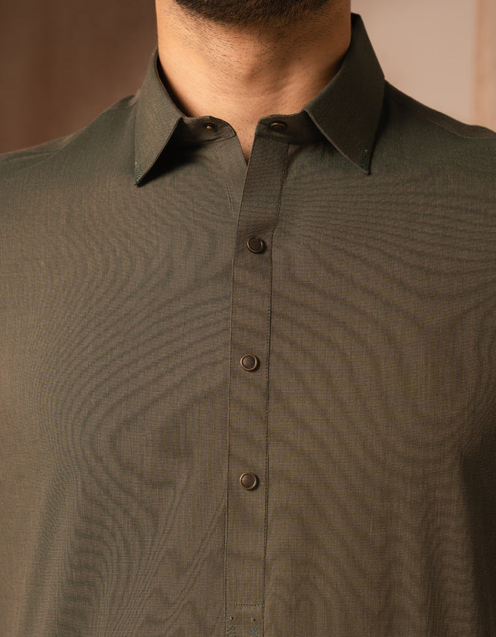 Cotton Green Shalwar Kameez - J. Junaid Jamshed