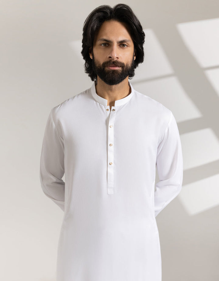 Blended White Shalwar Kameez - J. Junaid Jamshed