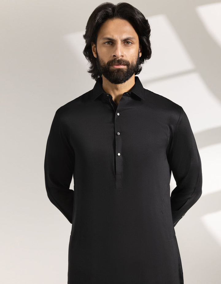 Blended Black Shalwar Kameez - J. Junaid Jamshed
