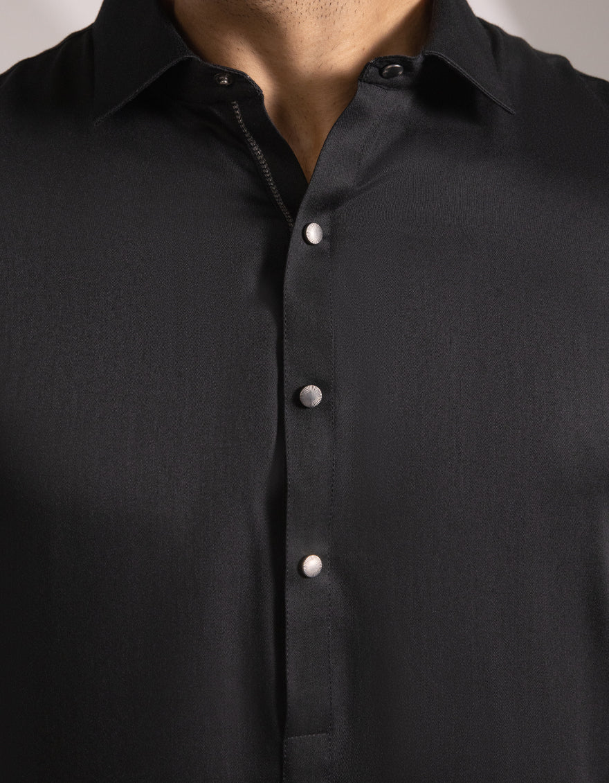 Blended Black Shalwar Kameez - J. Junaid Jamshed