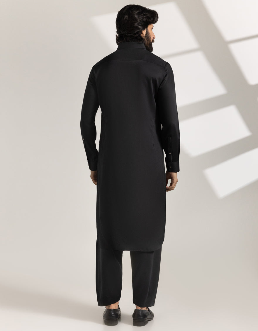 Blended Black Shalwar Kameez - J. Junaid Jamshed
