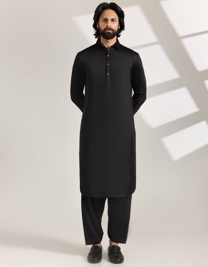 Blended Black Shalwar Kameez - J. Junaid Jamshed