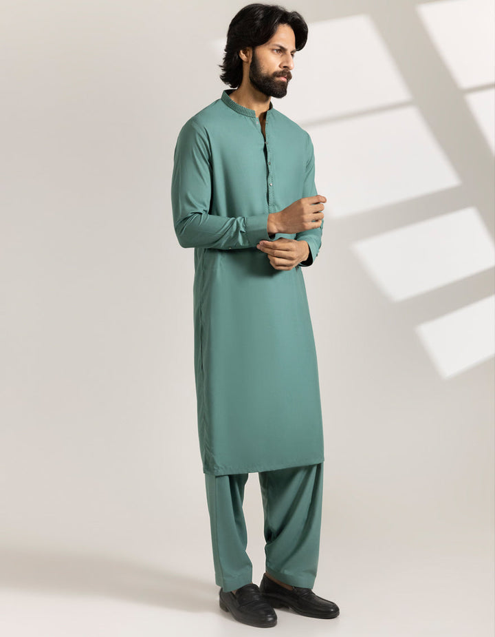 Blended Green Shalwar Kameez - J. Junaid Jamshed