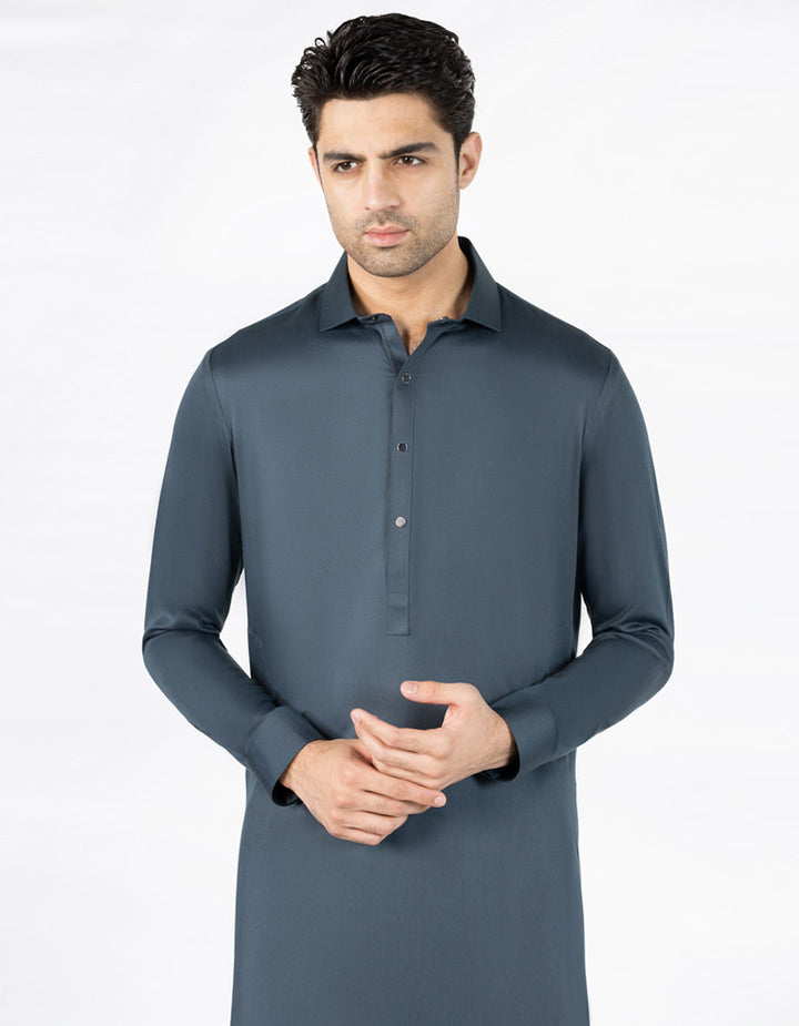 Blended Midnight Grey Shalwar Kameez - J. Junaid Jamshed