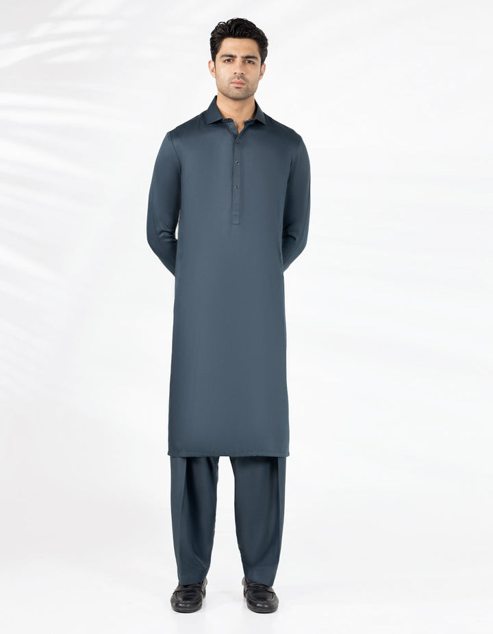 Blended Midnight Grey Shalwar Kameez - J. Junaid Jamshed