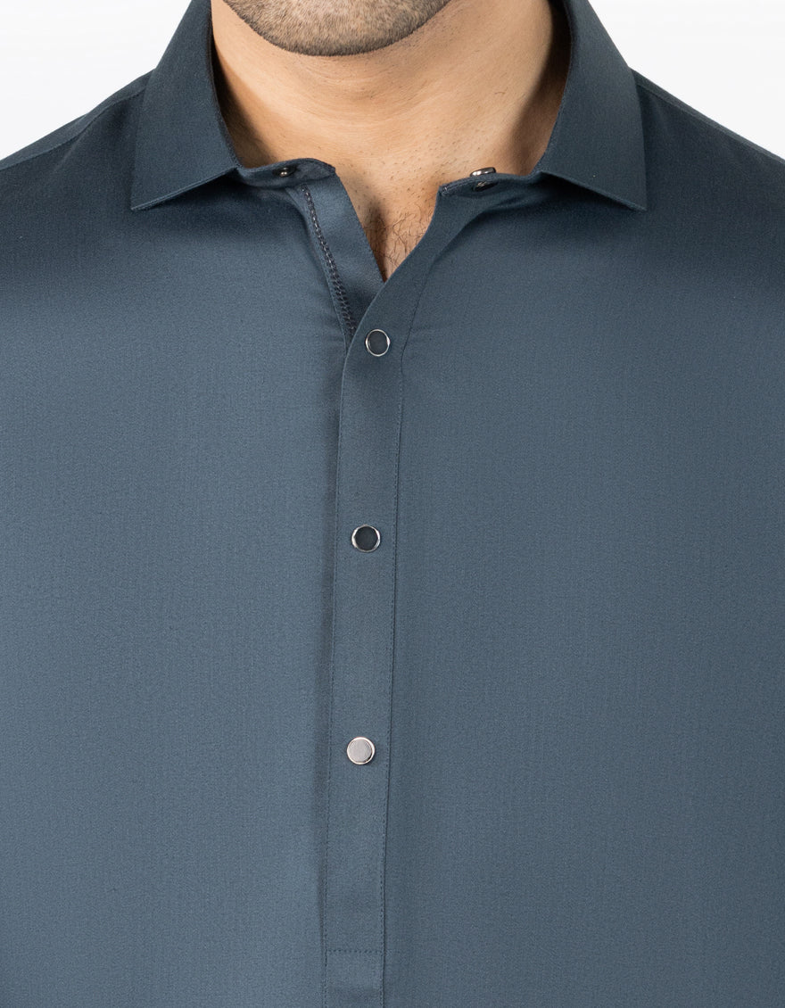 Blended Midnight Grey Shalwar Kameez - J. Junaid Jamshed