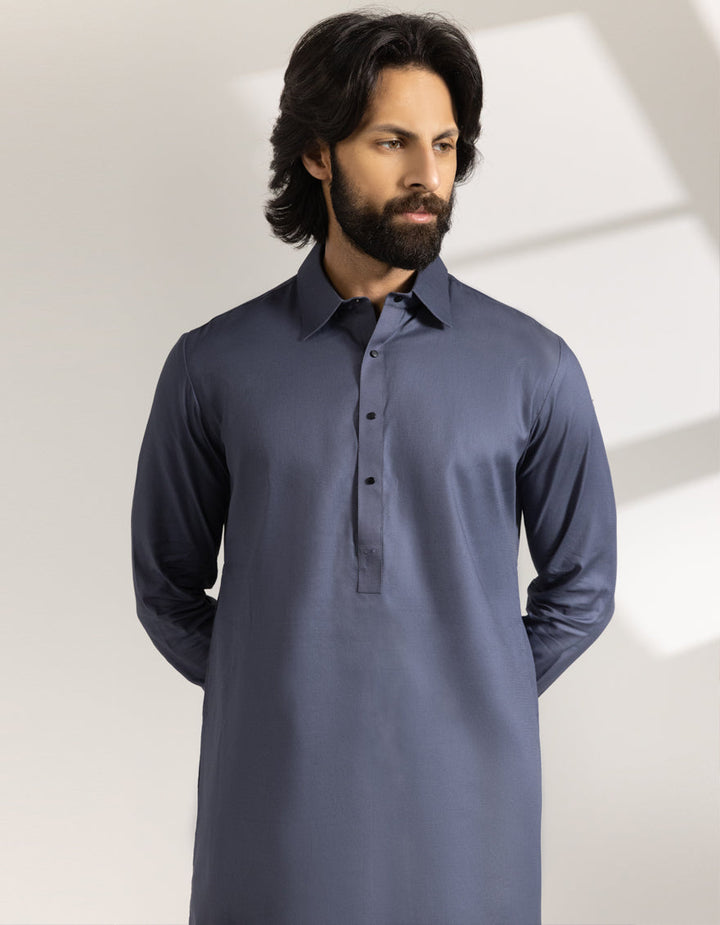 Cotton Bluish Grey Shalwar Kameez - J. Junaid Jamshed