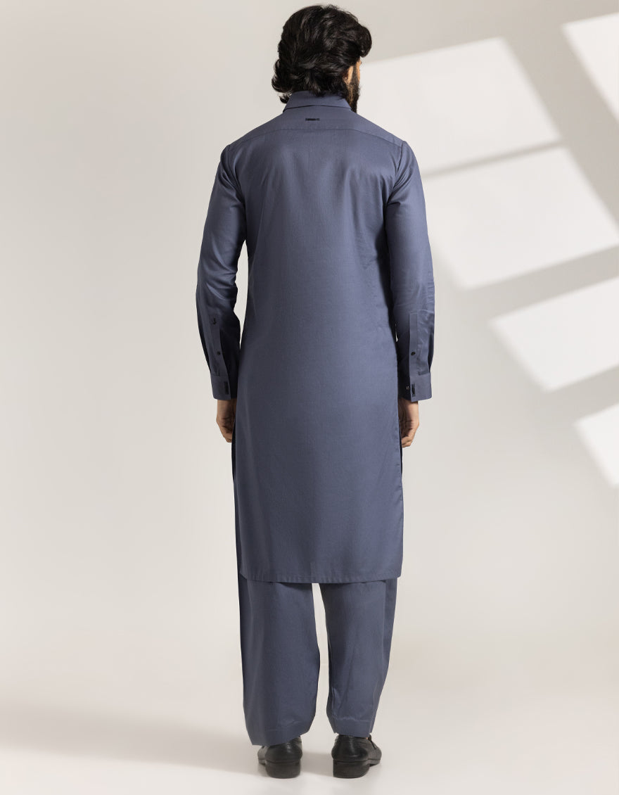 Cotton Bluish Grey Shalwar Kameez - J. Junaid Jamshed