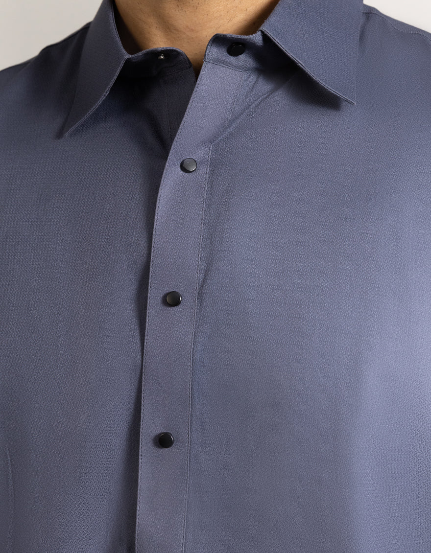Cotton Bluish Grey Shalwar Kameez - J. Junaid Jamshed