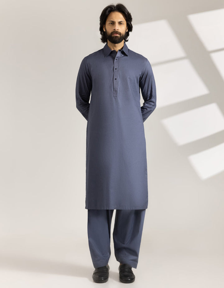 Cotton Bluish Grey Shalwar Kameez - J. Junaid Jamshed