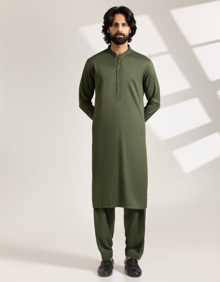 Blended Green Shalwar Kameez - J. Junaid Jamshed