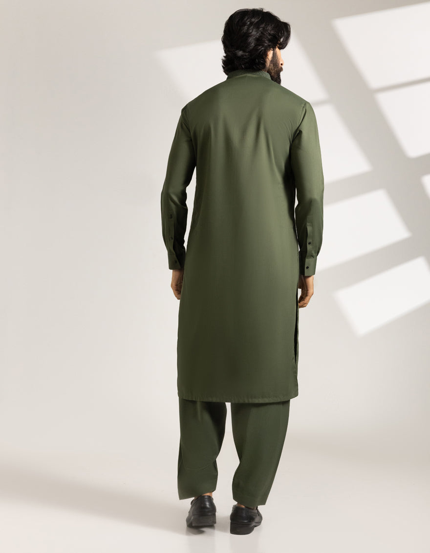 Blended Green Shalwar Kameez - J. Junaid Jamshed