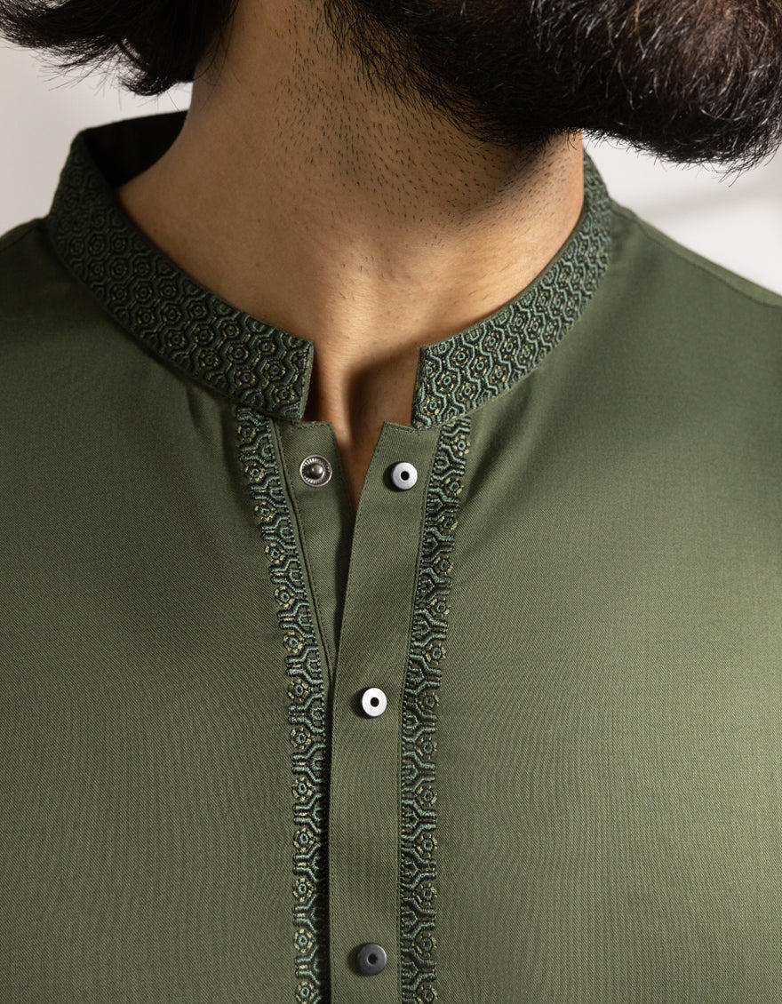 Blended Green Shalwar Kameez - J. Junaid Jamshed