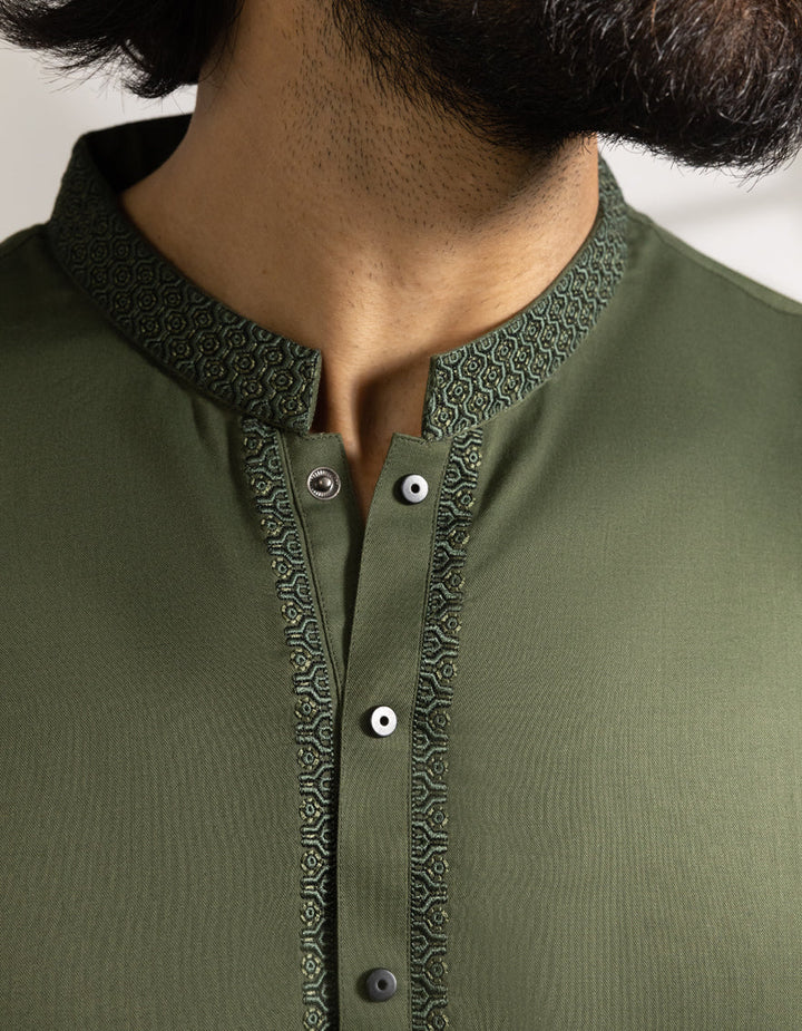 Blended Green Shalwar Kameez - J. Junaid Jamshed