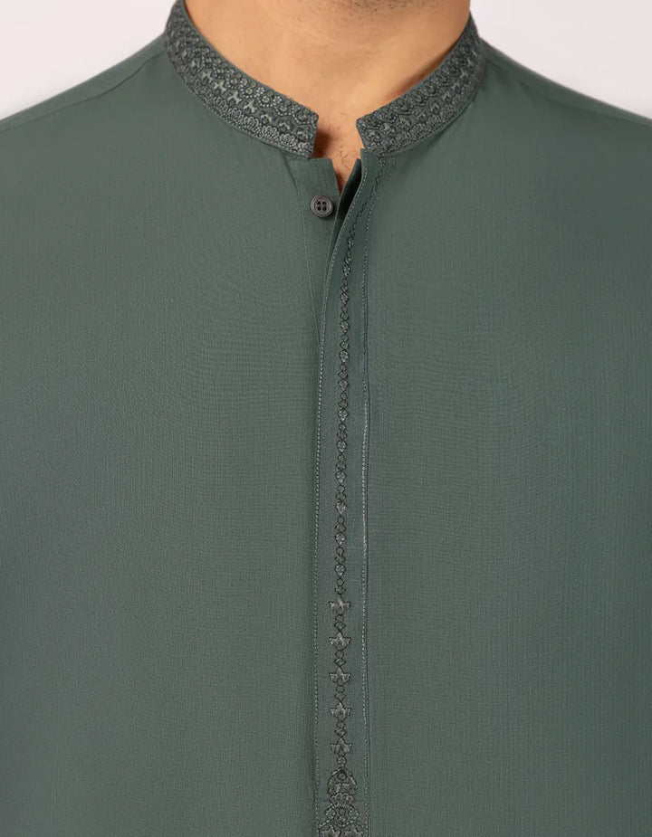 Polyester Green Shalwar Kameez  - J. Junaid Jamshed