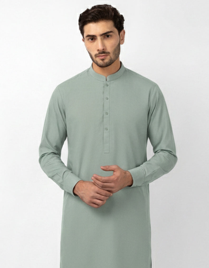 Blended Sky Blue Kurta Trouser - J. Junaid Jamshed