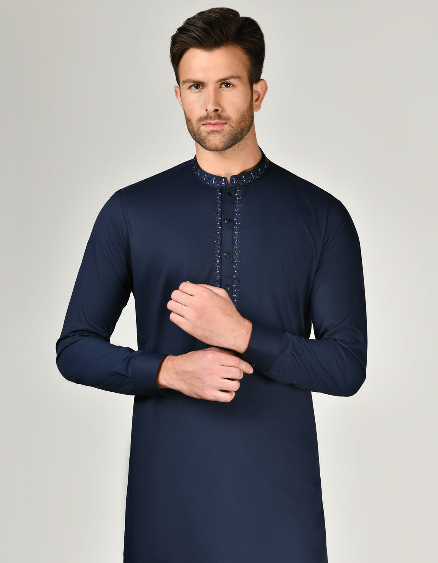 Blended Blue Shalwar Kameez - J. Junaid Jamshed