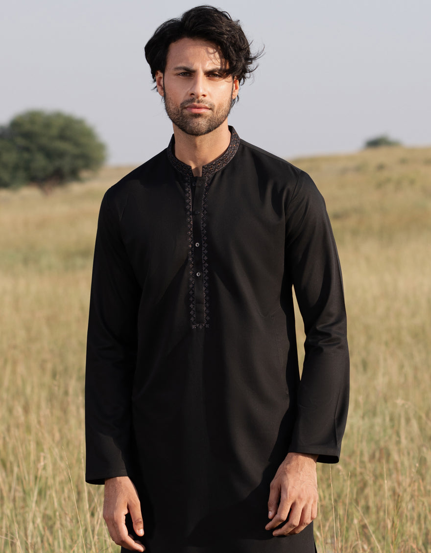 Blended Black Kurta Trouser - J. Junaid Jamshed