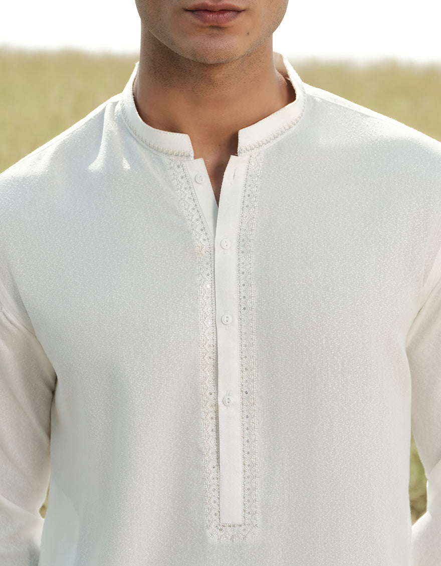 Blended White Shalwar Kameez - J. Junaid Jamshed