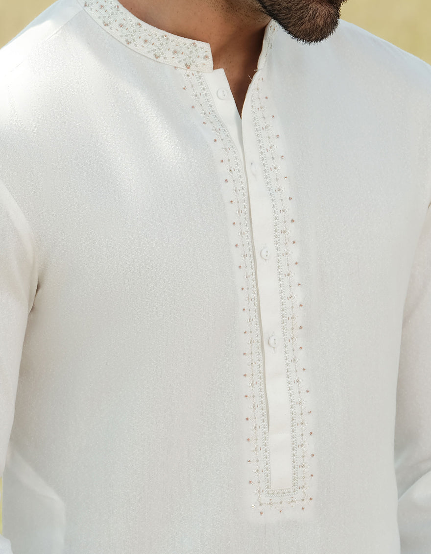 Blended White Shalwar Kameez - J. Junaid Jamshed