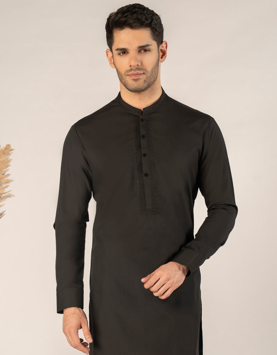 Blended Black Kurta Trouser - J. Junaid Jamshed