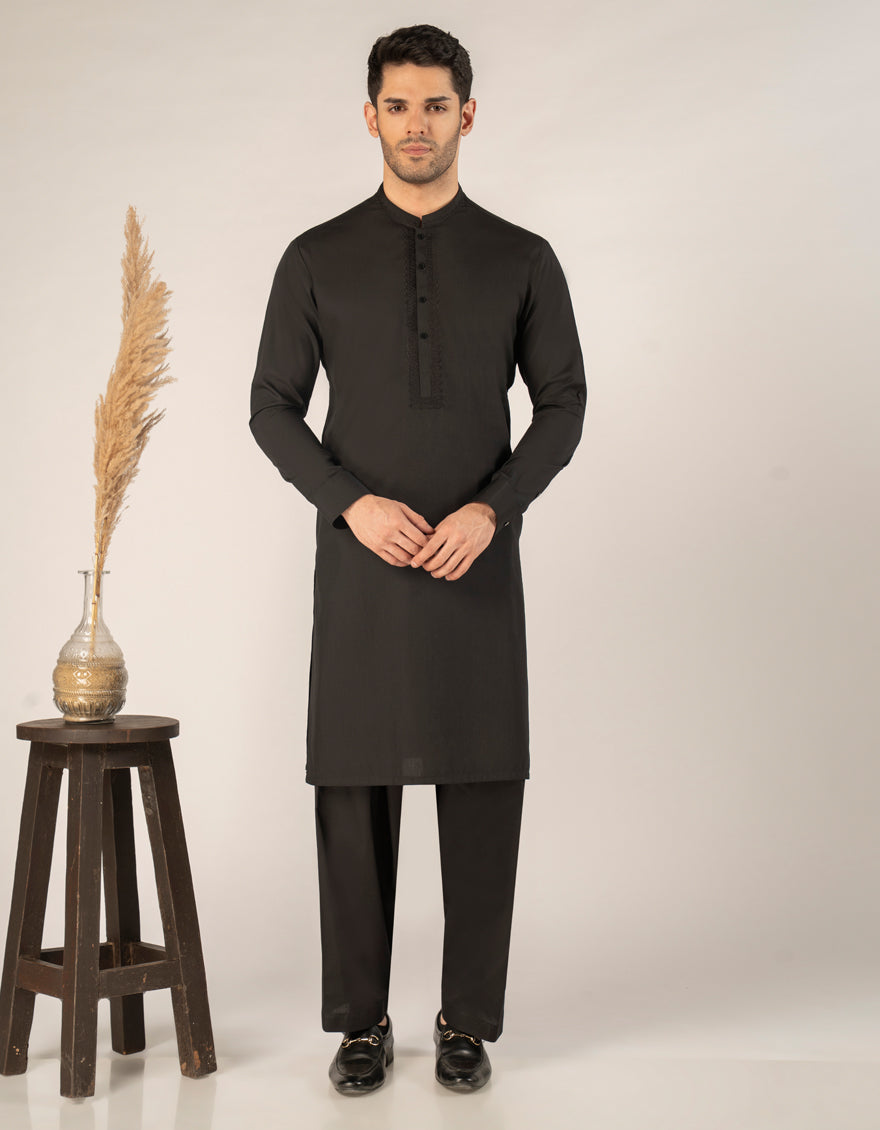 Blended Black Kurta Trouser - J. Junaid Jamshed