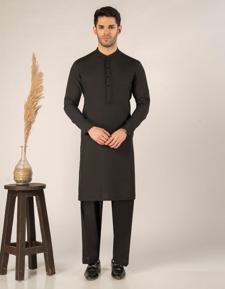Blended Black Kurta Trouser - J. Junaid Jamshed