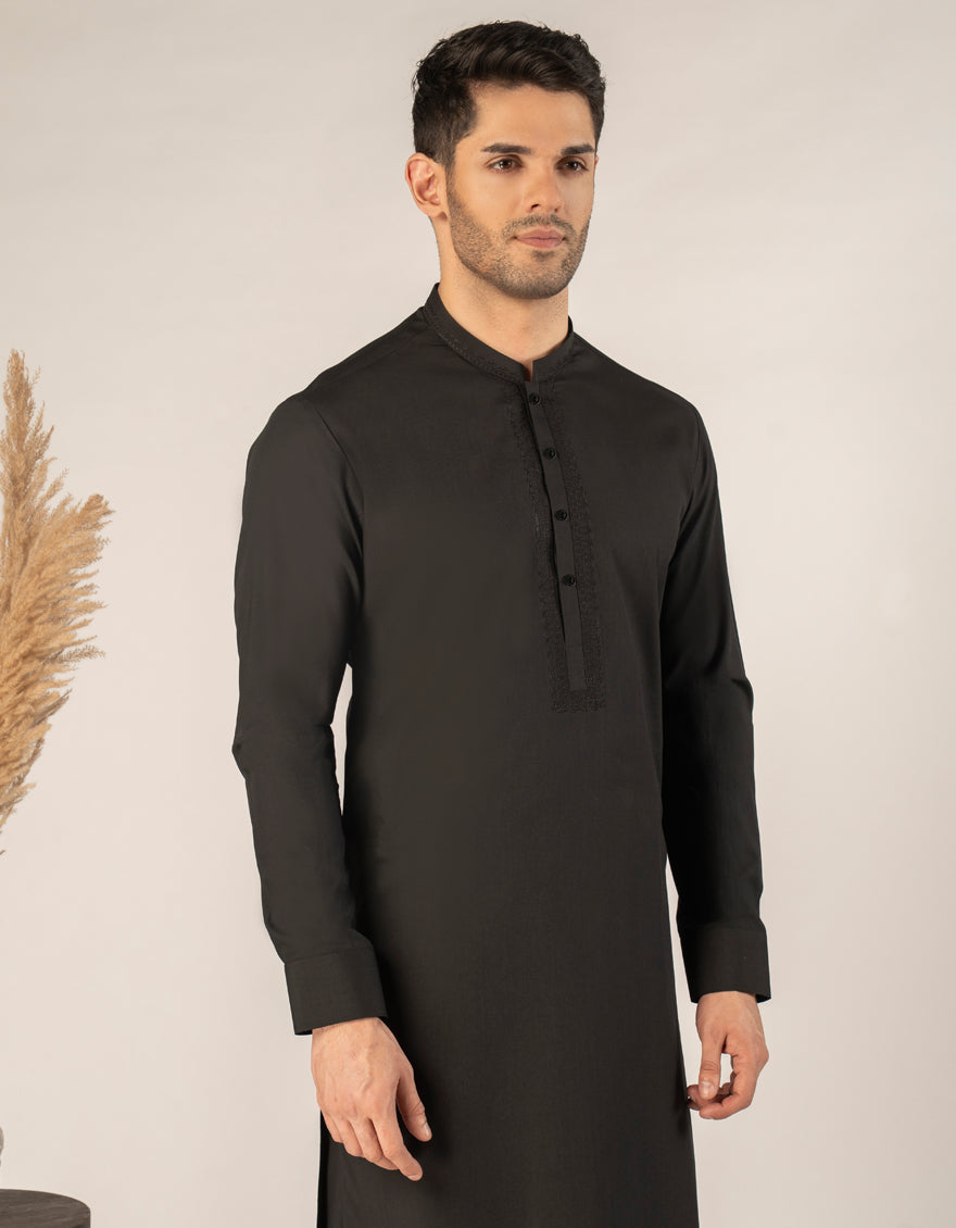 Blended Black Kurta Trouser - J. Junaid Jamshed