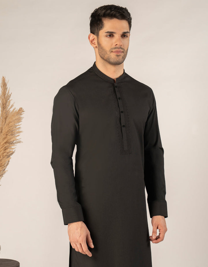 Blended Black Kurta Trouser - J. Junaid Jamshed