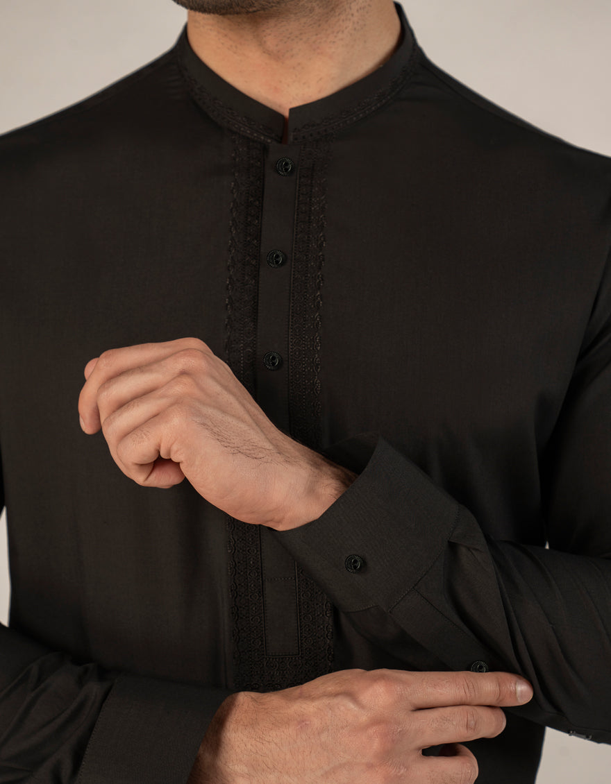 Blended Black Kurta Trouser - J. Junaid Jamshed