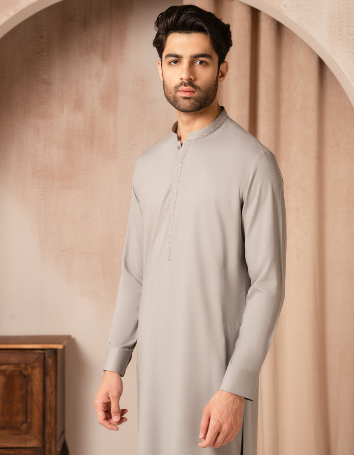 Blended Grey Shalwar Kameez - J. Junaid Jamshed