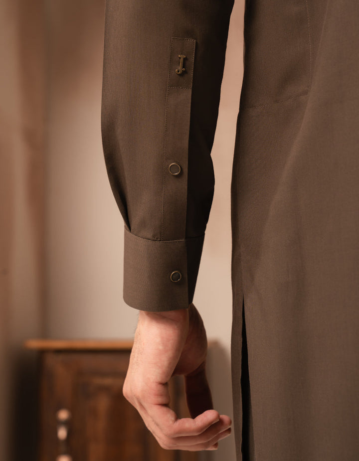 Blended Brown Shalwar Kameez - J. Junaid Jamshed