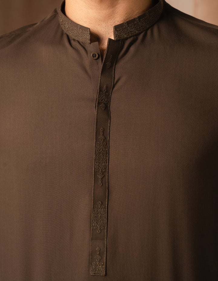 Blended Brown Shalwar Kameez - J. Junaid Jamshed