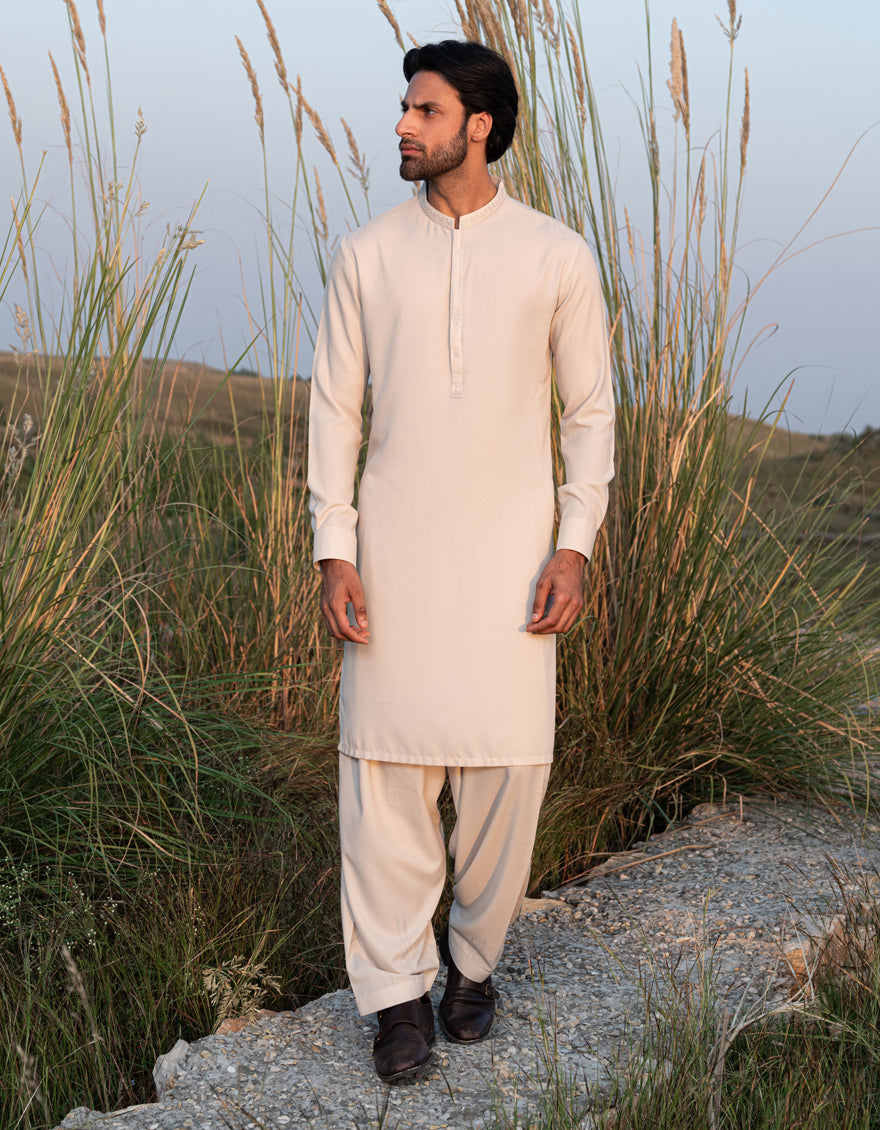 Blended Brown Shalwar Kameez - J. Junaid Jamshed