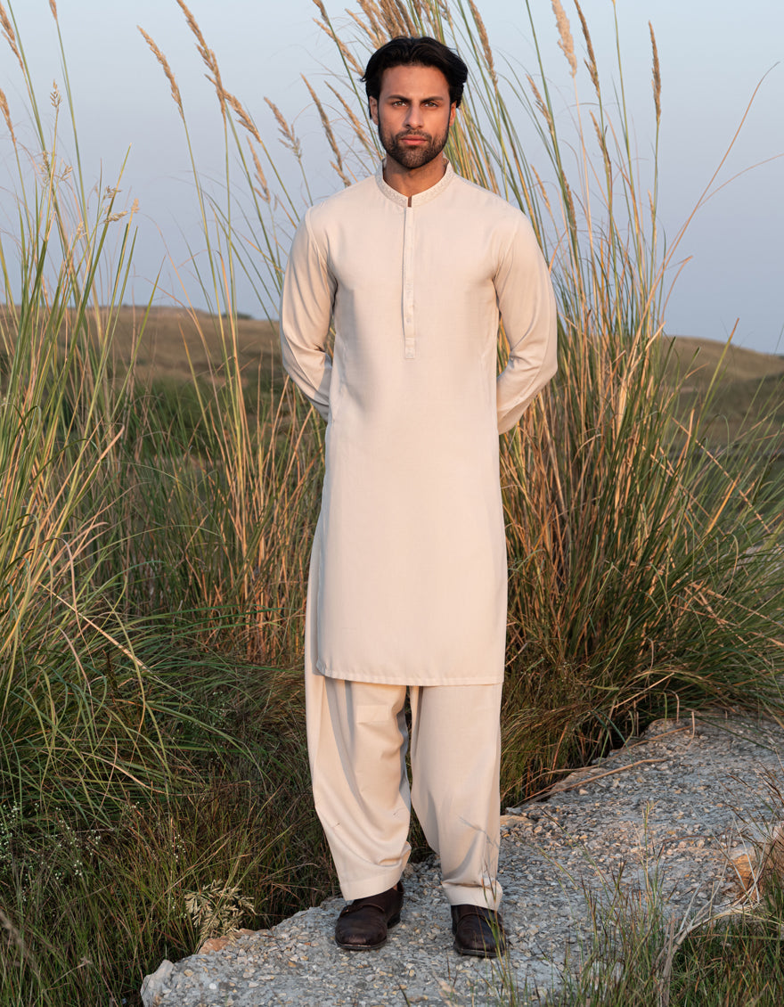 Blended Brown Shalwar Kameez - J. Junaid Jamshed