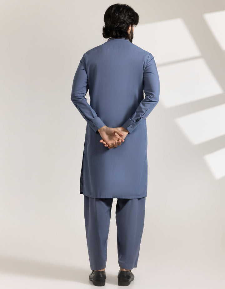 Blended Greyish Blue Shalwar Kameez - J. Junaid Jamshed