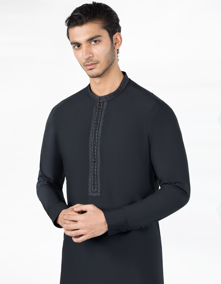 Blended Black Shalwar Kameez - J. Junaid Jamshed