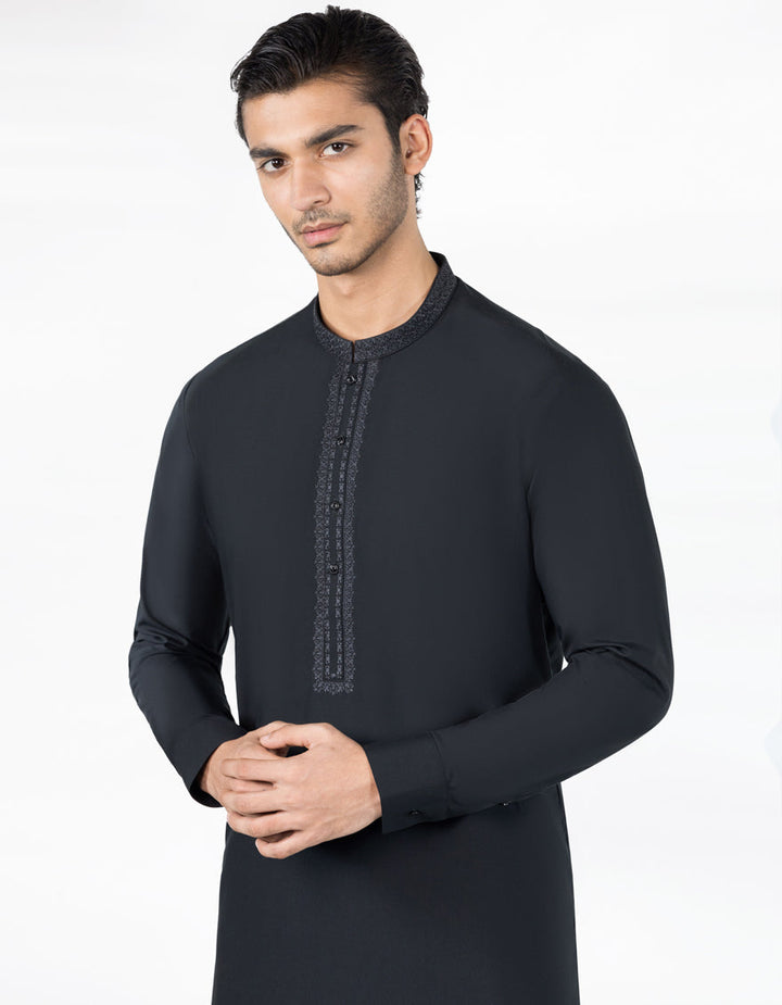 Blended Black Shalwar Kameez - J. Junaid Jamshed