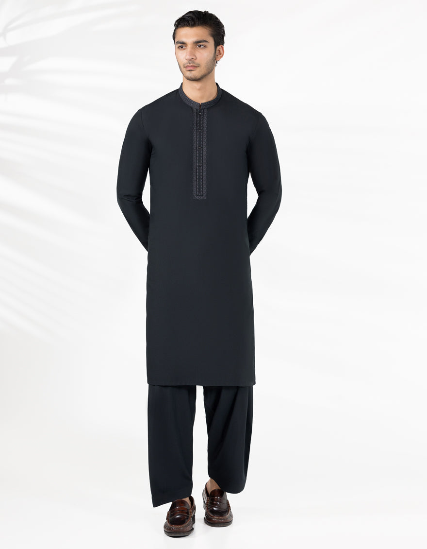 Blended Black Shalwar Kameez - J. Junaid Jamshed