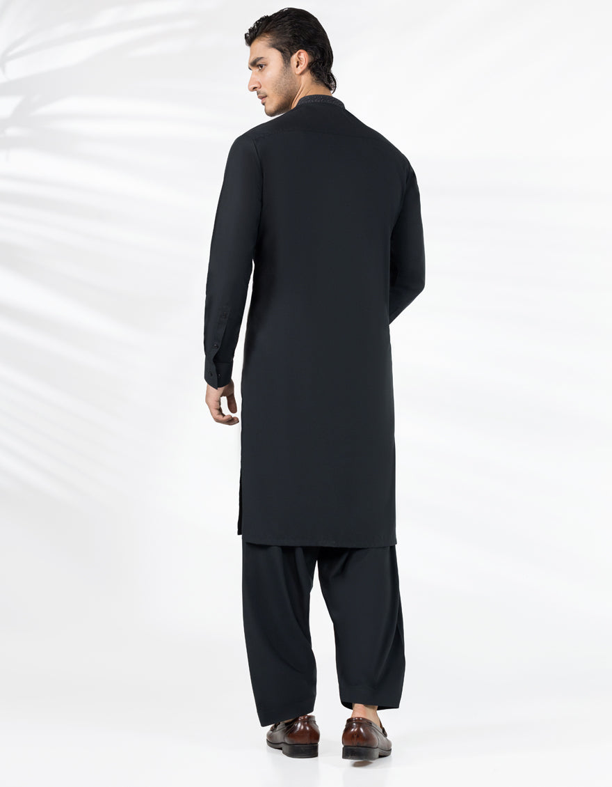 Blended Black Shalwar Kameez - J. Junaid Jamshed
