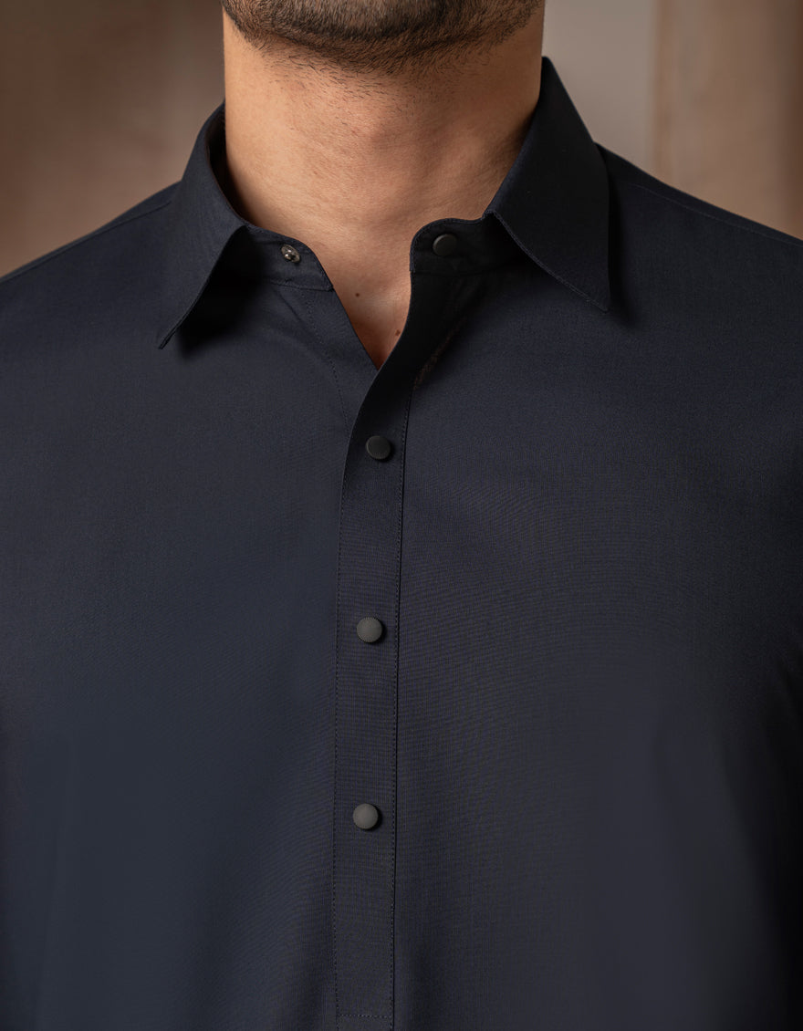 Blended Navy Blue Shalwar Kameez - J. Junaid Jamshed
