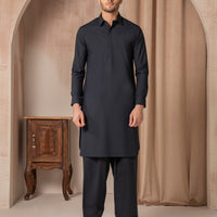 Blended Navy Blue Shalwar Kameez - J. Junaid Jamshed