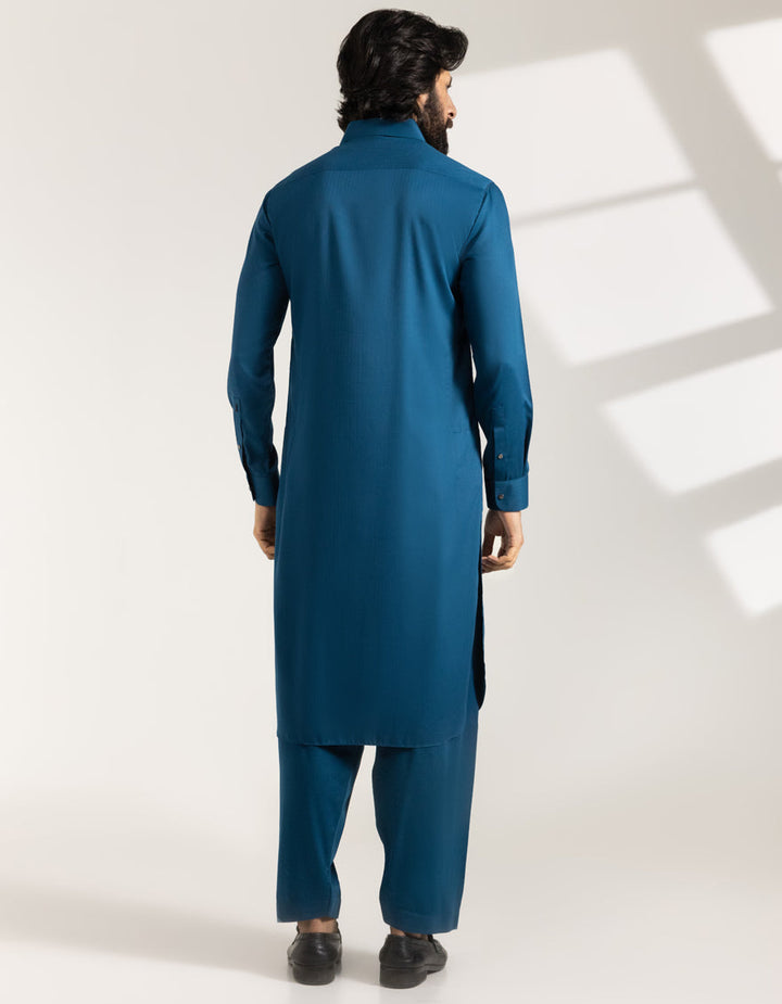 Blended Teal Blue Shalwar Kameez - J. Junaid Jamshed