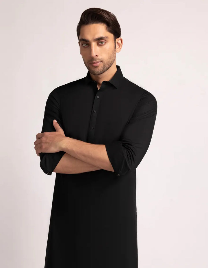 Cotton Black Shalwar Kameez - J. Junaid Jamshed
