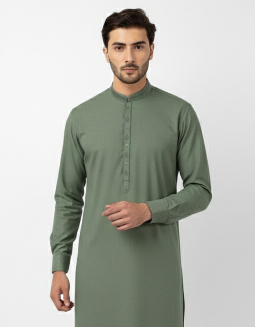 Blended Green Shalwar Kameez - J. Junaid Jamshed