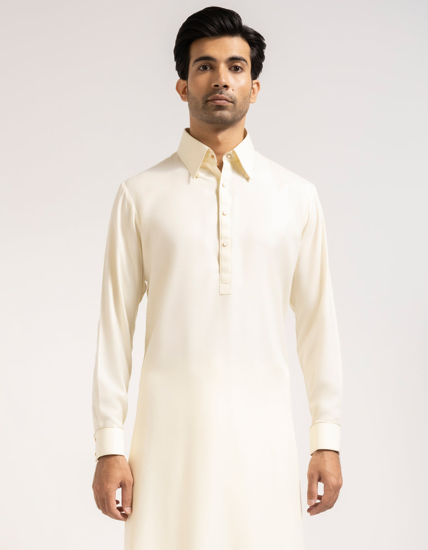 Blended Off White Shalwar Kameez - J. Junaid Jamshed