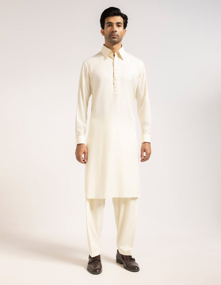 Blended Off White Shalwar Kameez - J. Junaid Jamshed
