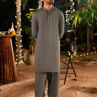 Blended Grey Shalwar Kameez - J. Junaid Jamshed