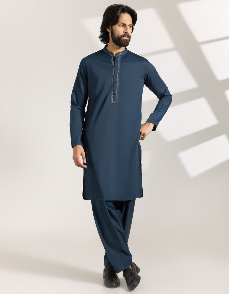 Blended Teal Shalwar Kameez - J. Junaid Jamshed